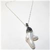 Image 3 : $160 Silver Freeform Fresh Water Pearl With Crystal 16" Necklace