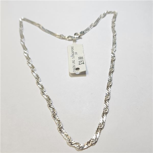 $29 Silver Singapore Chain 5.1G 16" Necklace