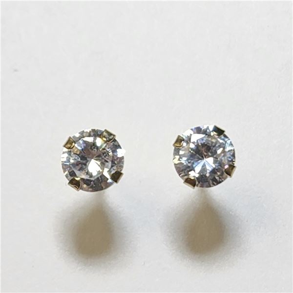 $240 14K  Cz With 14K Silicon Backs Earrings