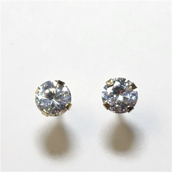 $240 14K  Cz With 14K Silicon Backs Earrings