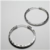 Image 2 : $160 Silver Medium Size Hoop  Earrings