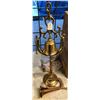 Image 1 : Group of assorted antique reproduction items include: brass belt with stand and three buglars