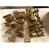 Image 1 : Group of assorted  antique reproduction items includes: brass theodolites/ miniature brass irons