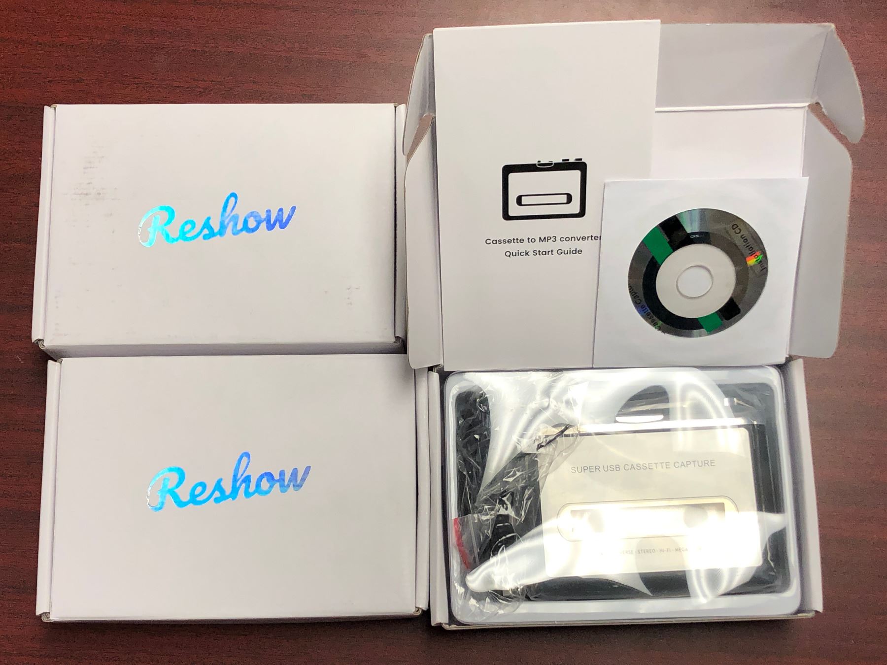 Group of 3 new Reshow cassette players (new in boxes)