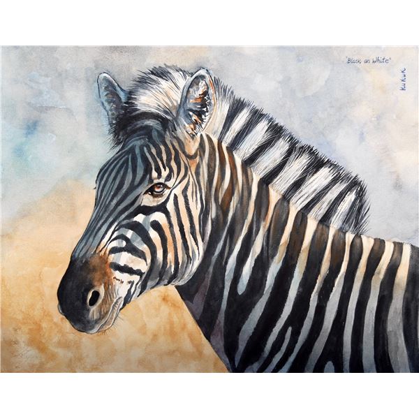 White on Black (Zebra) Linda Kukuk Painting