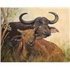 Image 1 : Cape buffalo Mon & Calf - Linda Kukuk Painting