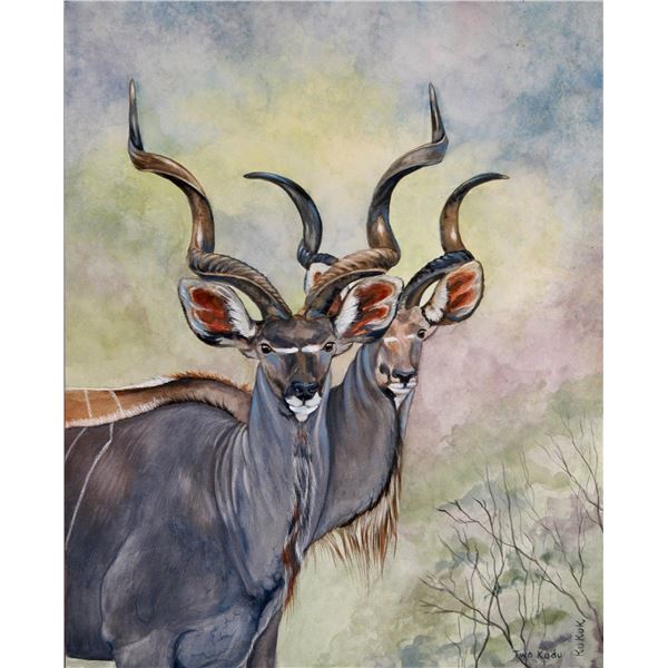 Two Kudu - Linda Kukuk Painting