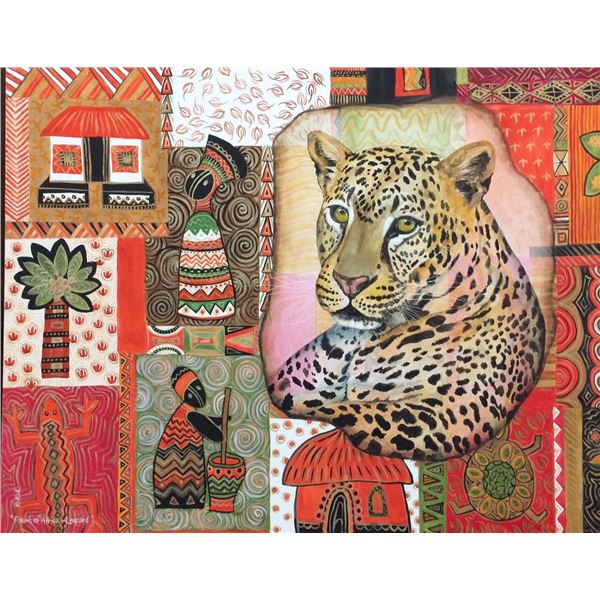 Fabric of Africa (Leopard) - Linda Kukuk Painting