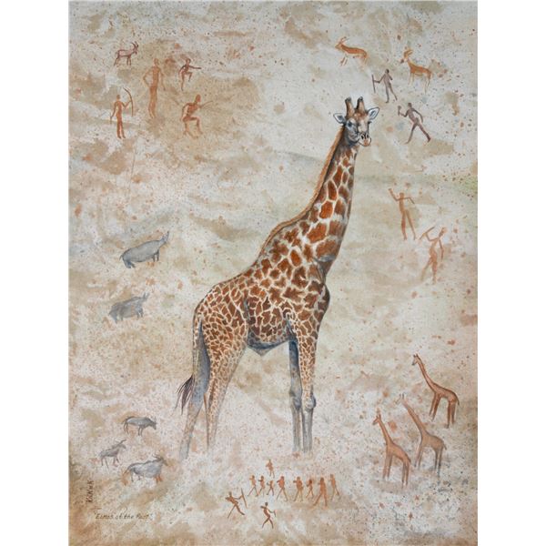 Echos of the Past ( Giraffe) - Linda Kukuk Painting