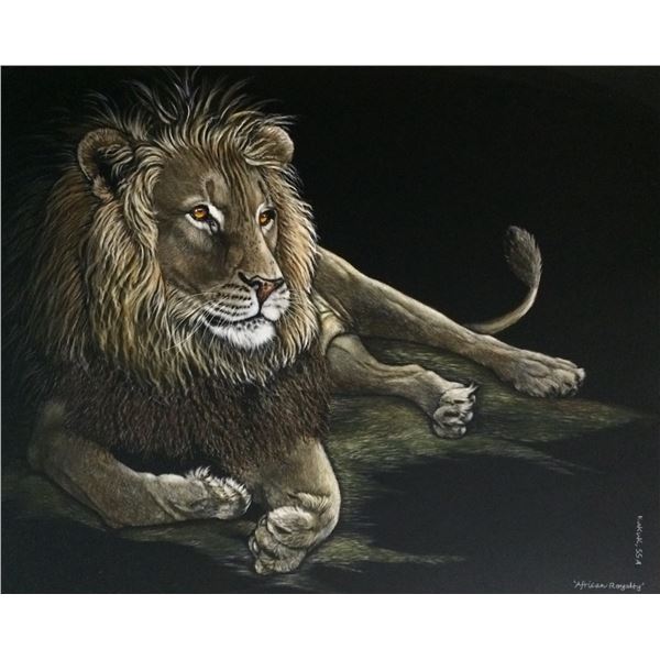 African Royalty (Lion) - Linda Kukuk Painting