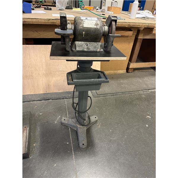 WAGNER U-F7222 SINGLE PHASE 115V DUAL BENCH GRINDER MOUNTED ON STAND