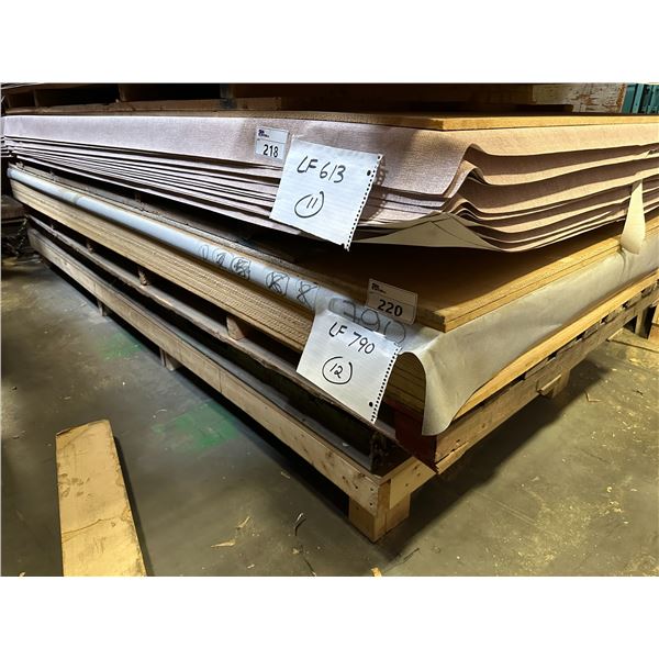 LIFT OF APPROXIMATELY 12 PCS OF 4' X 10' UNFRAMED PIN BOARD AND ALUMINUM BOARDS