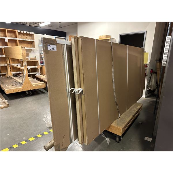 MOBILE WOOD PANEL CART WITH CONTENTS