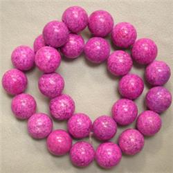 14 MM FUSCIA COLORED SPONGE JASPER STRAND - 16 INCHES