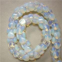 11x6 MM DOUBLE HEARTS SEA OPAL STRAND - 16 INCHES