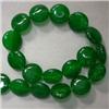 Image 1 : 14 MM COIN SHAPED GREEN AGATE STRAND - 16 INCHES