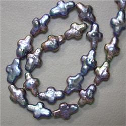 15x10 MM FRESH WATER PEARL CROSSES STRAND - 16 INCHES