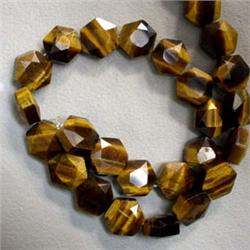 10 MM HEXAGONAL TIGER EYE BEADS STRAND - 16 INCHES