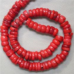9 MM BAMBOO CORAL RONDELLES STRAND 16 INCHES