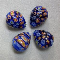20x15 MM LOT OF HAND BLOWN GLASS (MILLERIORI STYLE) BRIOLLETES - TOP DRILLED
