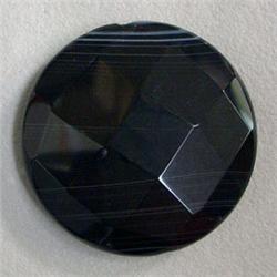 70 CTS FACETED COIN SHAPED BLACK AGATE BEAD 35 MM - FULL DRILLED