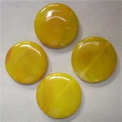 150 CTS LOT OF COIN SHAPED YELLOW STRIPPED AGATE BEADS 29 MM  - FULL DRILLED