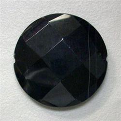 70 CTS FACETED COIN SHAPED BLACK AGATE BEAD 35 MM - FULL DRILLED