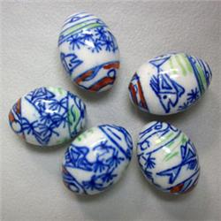 27x19 MM LOT OF HAND PAINTED CERAMIC BEADS  - FULL DRILLED