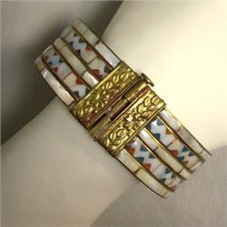 MOTHER OF PEARL INLAID  AND BRASS BANGLE
