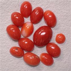 10 CTS LOT OF OVAL NATURAL ITALIAN CORAL CABOCHON - DIFFERENT SIZES