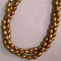 5x4 MM THREE BRONZE FRESH WATER PEARL STRINGS - 16 INCHES