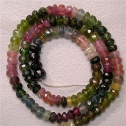 65+ CTS TOURMALINE RONDELLES STRAND 5 MM - 16 INCHES