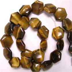 16x16 MM FLAT HEXAGON TIGER EYE STRAND - 16 INCHES