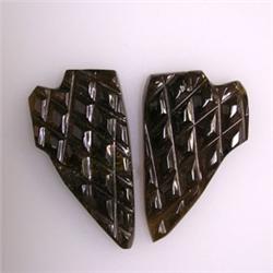 17.20 CTS PAIR OF CARVED TOURMALINE 25x13 MM