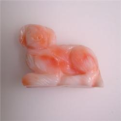 31.15 CTS CARVED ITALIAN CORAL DOG 25x20 MM