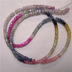 50 CTS MULTICOLOR SAPPHIRE RONDELLES STRAND 3 MM - 16 INCHES