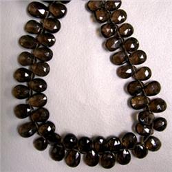 107 CTS SMOKY TOPAZ TEAR DROP STRAND 10x7 MM