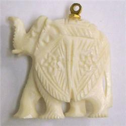 30 CTS CARVED IVORY ELEPHANT PENDANT 27 MM