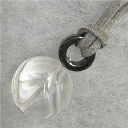 S. SILVER 20 MM CARVED ROCK CRYSTAL AND HEMATITE UNISEX PENDANT - 32 MM LONG