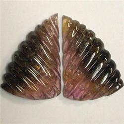 42 CTS PAIR OF CARVED TOURMALINE 27x19 MM