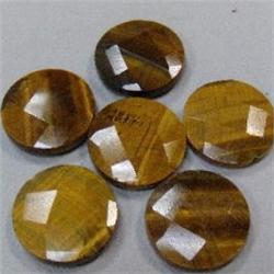 22 MM LOT OF FACETED COIN SHAPED TIGER EYE BEADS - FULL DRILLED