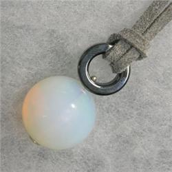 S. SILVER 18 MM SEA OPAL HEMATITE UNISEX PENDANT - 30 MM LONG