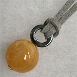 S. SILVER 18 MM FLOWER AGATE AND HEMATITE UNISEX PENDANT - 31 MM LONG