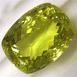 63 CTS CUSHION CUT GREEN GOLD (LEMON CITRINE) 27x20 MM