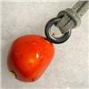 Image 1 : 14K GOLD 17 MM BAMBOO CORAL AND HEMATITE UNISEX PENDANT - 32 MM LONG