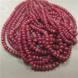221 CTS 3 STRANDS OF GRADUATED FACETED RUBY RONDELLES STRAND -  INCLUDED
