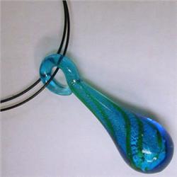 62x20 MM HAND BLOWN GLASS PENDANT (MURANO STYLE) WITH WIRE