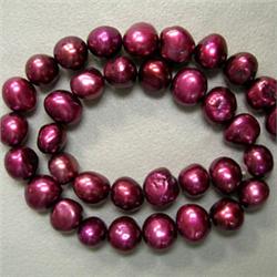 9 MM BURGUNDY COLORED FRESHWATER PEARL STRAND - 16 INCHES