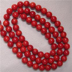 6 MM BAMBOO RED CORAL STRAND - 16 INCHES