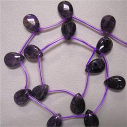 12x9 MM AMETHYST TEAR DROPS - 16 INCHES